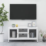 vidaXL TV Cabinet 105x35x52 cm Steel and Glass Black