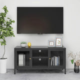 vidaXL TV Cabinet 105x35x52 cm Steel and Glass Black