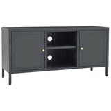 vidaXL TV Cabinet 105x35x52 cm Steel and Glass Black