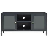 vidaXL TV Cabinet 105x35x52 cm Steel and Glass Black