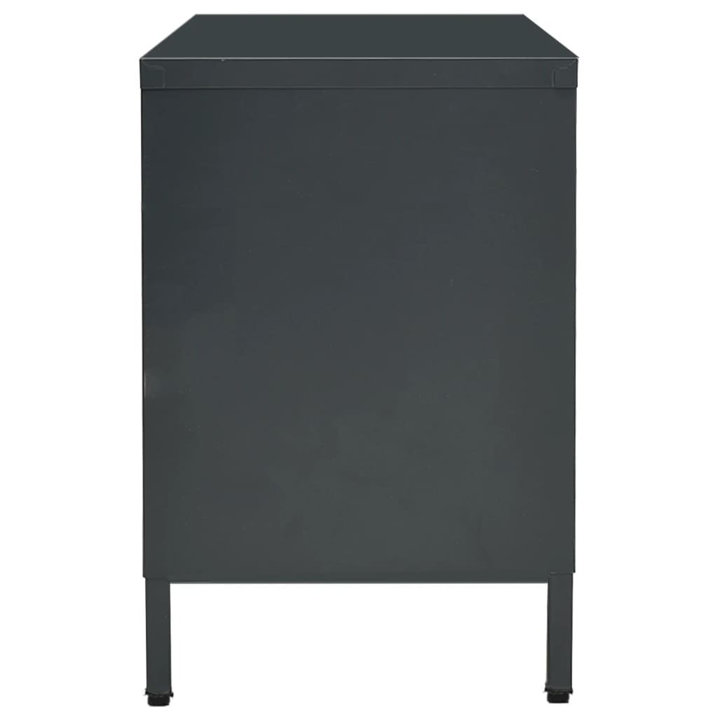 vidaXL TV Cabinet 105x35x52 cm Steel and Glass Black