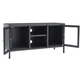 vidaXL TV Cabinet 105x35x52 cm Steel and Glass Black