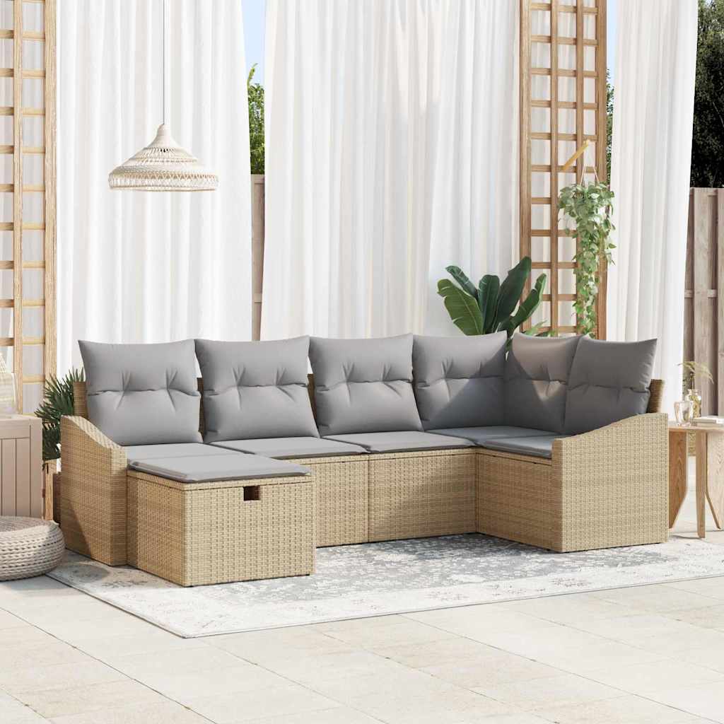 vidaXL Sofa Set with Cushions 7 pcs Poly Rattan