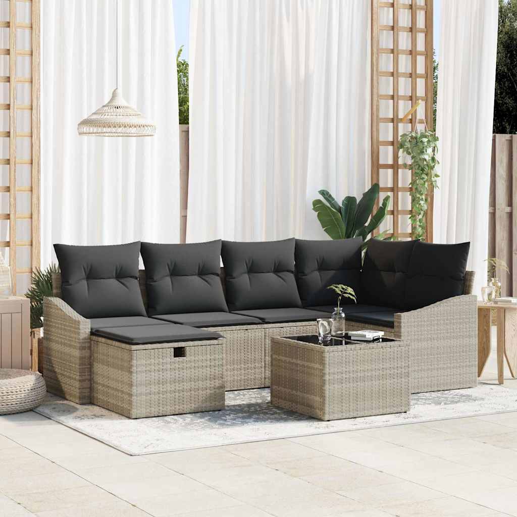 vidaXL Sofa Set with Cushions 7 pcs Poly Rattan
