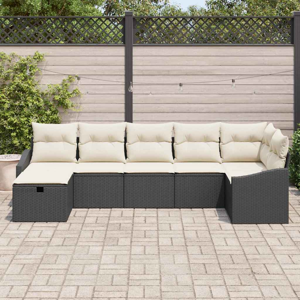 vidaXL Sofa set with cushions 7 pcs poly rattan
