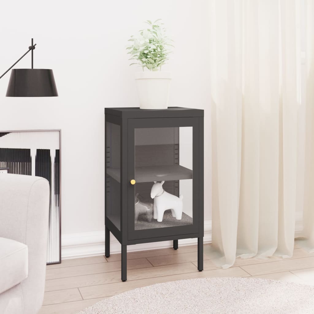 vidaXL Sideboard 38x35x70 cm steel and glass black