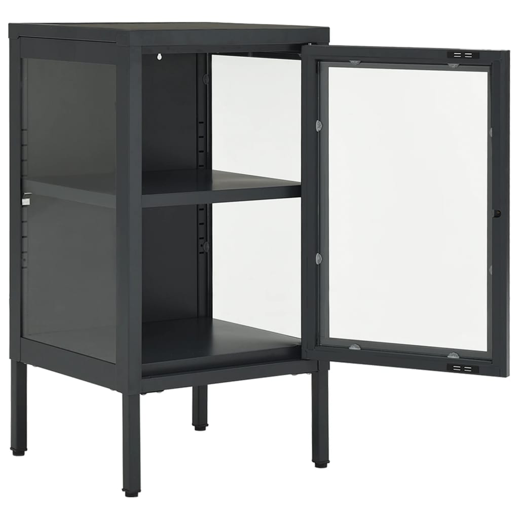vidaXL Sideboard 38x35x70 cm steel and glass black