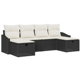 vidaXL Bankstel met kussen 6 pcs poly rattan