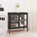 vidaXL Dressoir 70x35x70 cm staal en glas zwart