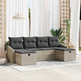 vidaXL Bankstel met kussen 6 pcs poly rattan