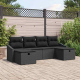 vidaXL Bankstel met kussen 6 pcs poly rattan