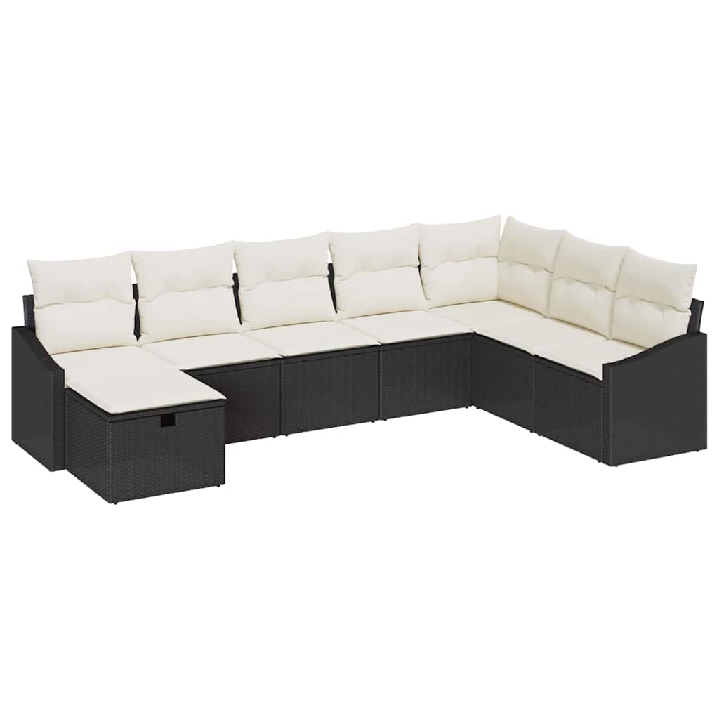 vidaXL Bankstel met kussen 9 pcs poly rattan