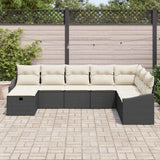 vidaXL Bankstel met kussen 9 pcs poly rattan