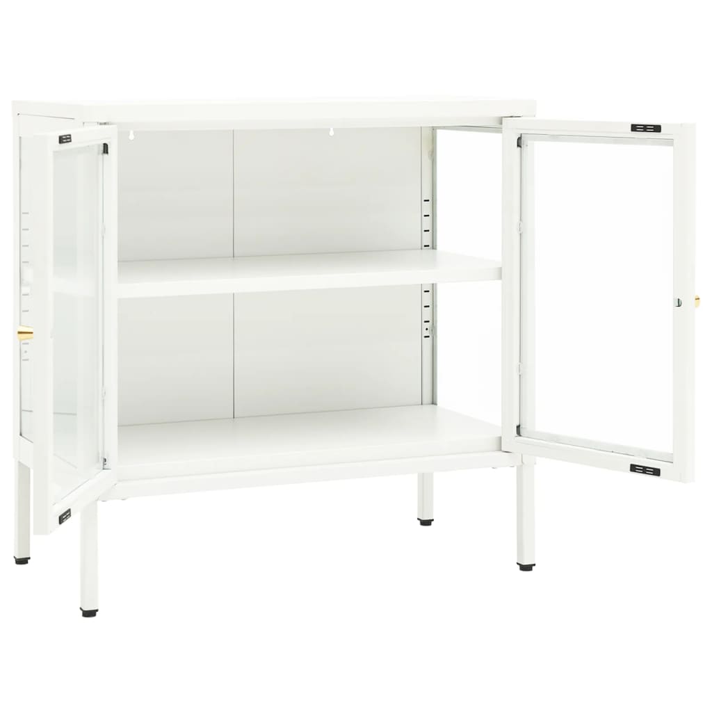 vidaXL Dressoir 70x35x70 cm staal en glas zwart