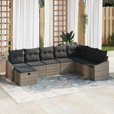 vidaXL Bankstel met kussen 9 pcs poly rattan