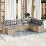 vidaXL Bankstel met kussen 9 pcs poly rattan