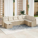 vidaXL Bankstel met kussen 9 pcs poly rattan