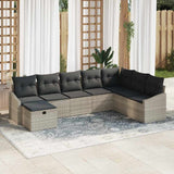 vidaXL Bankstel met kussen 9 pcs poly rattan
