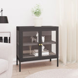 vidaXL Dressoir 70x35x70 cm staal en glas zwart