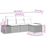 vidaXL Sofa Set with Cushions 4 pcs Poly Rattan
