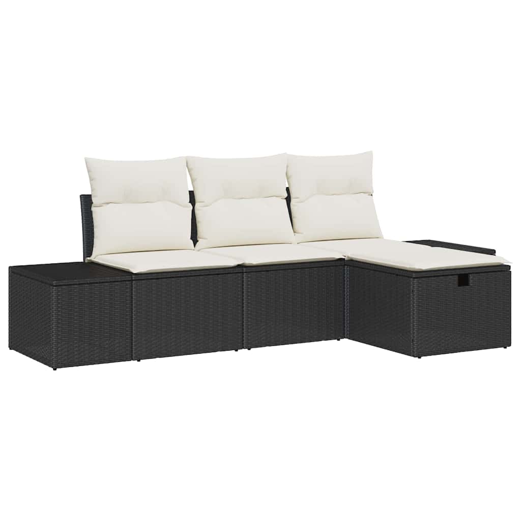 vidaXL Sofa Set with Cushions 4 pcs Poly Rattan
