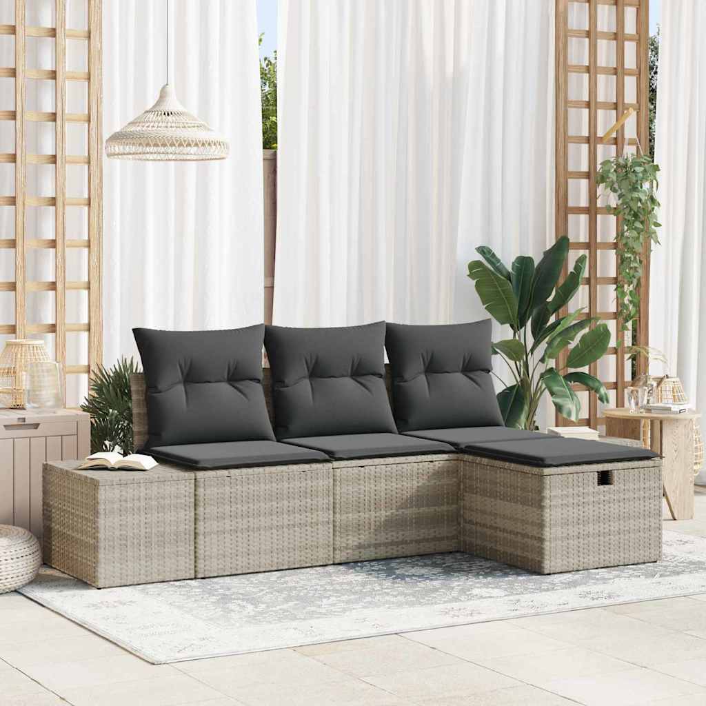 vidaXL Sofa Set with Cushions 4 pcs Poly Rattan