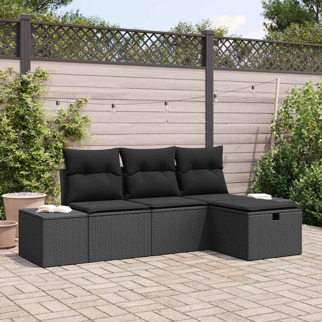vidaXL Sofa Set with Cushions 4 pcs Poly Rattan