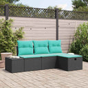 vidaXL Bankstel 4 st poly rattan