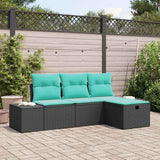 vidaXL Bankstel 4 st poly rattan