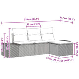 vidaXL Bankstel 4 st poly rattan