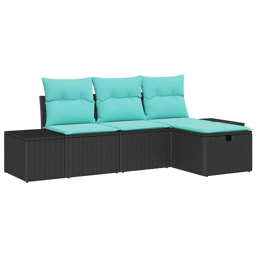 vidaXL Bankstel 4 st poly rattan