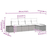 vidaXL Bankstel met kussen 5 pcs poly rattan