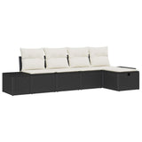 vidaXL Bankstel met kussen 5 pcs poly rattan