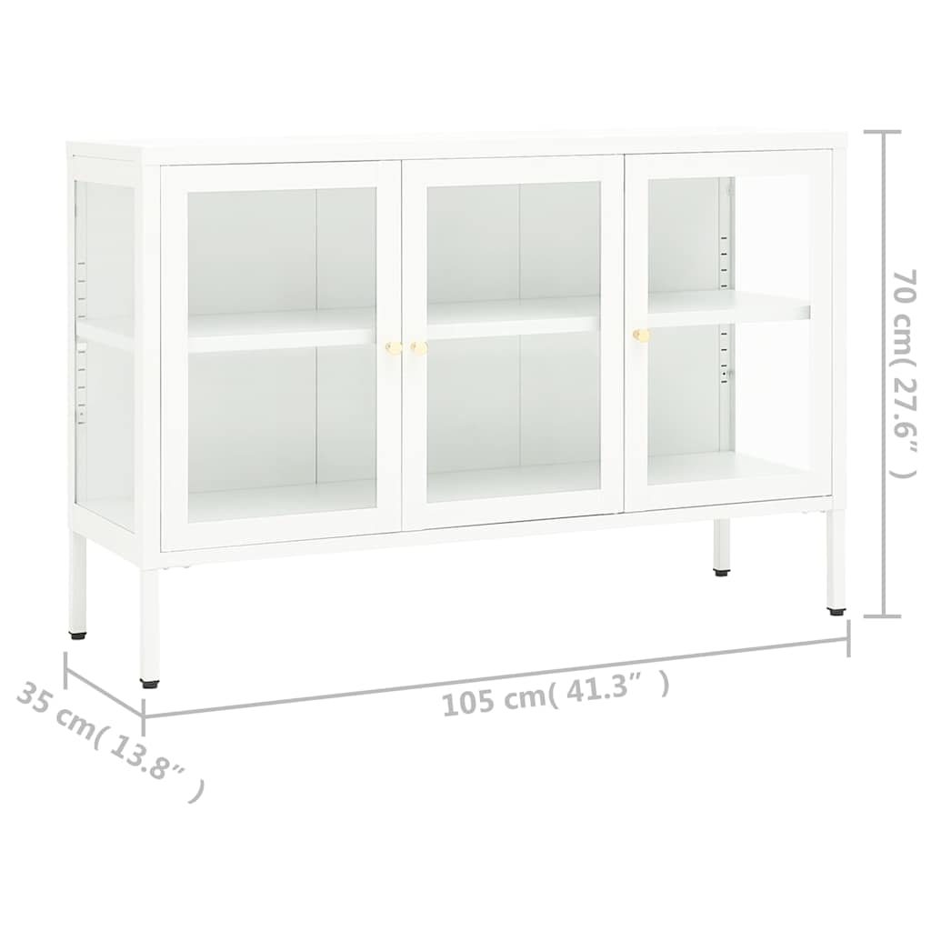 vidaXL Dressoir 105x35x70 cm staal en glas zwart