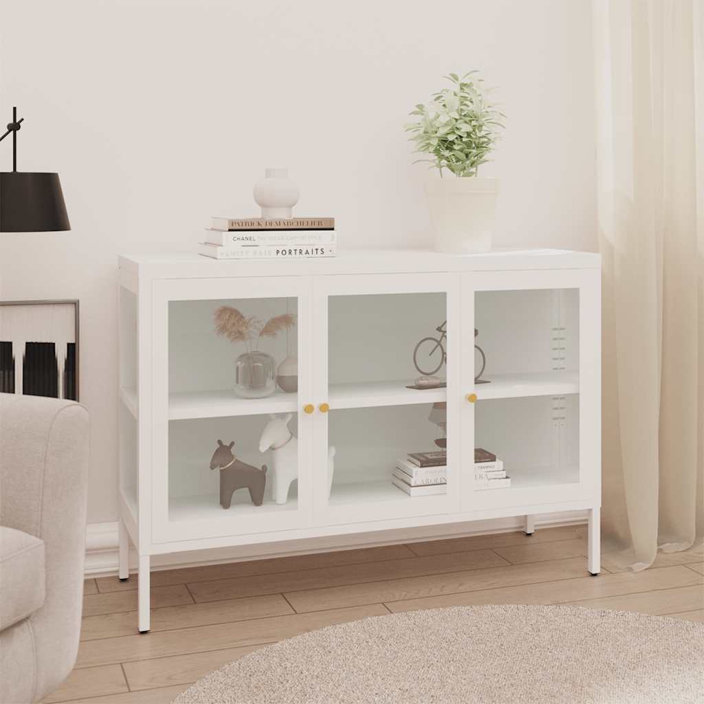 vidaXL Dressoir 105x35x70 cm staal en glas zwart