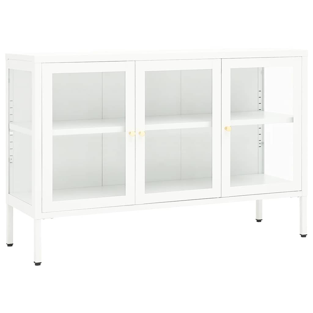 vidaXL Dressoir 105x35x70 cm staal en glas zwart
