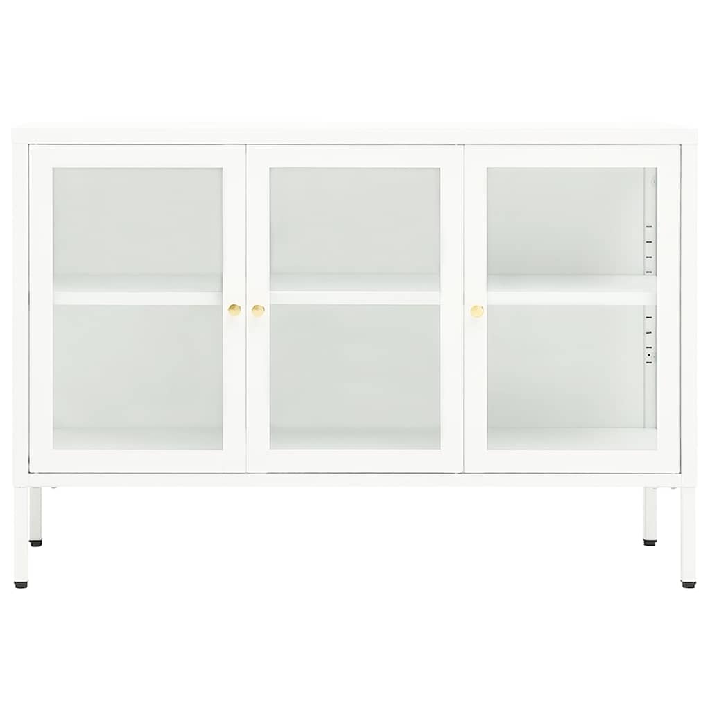 vidaXL Dressoir 105x35x70 cm staal en glas zwart