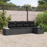 vidaXL Bankstel met kussen 5 pcs poly rattan