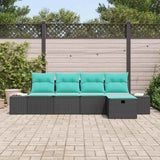 vidaXL Bankstel 4 st poly rattan