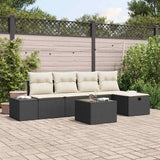 vidaXL Bankstel met kussen 5 pcs poly rattan