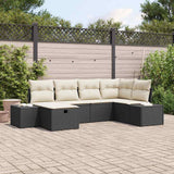 vidaXL Bankstel met kussen 7 pcs poly rattan