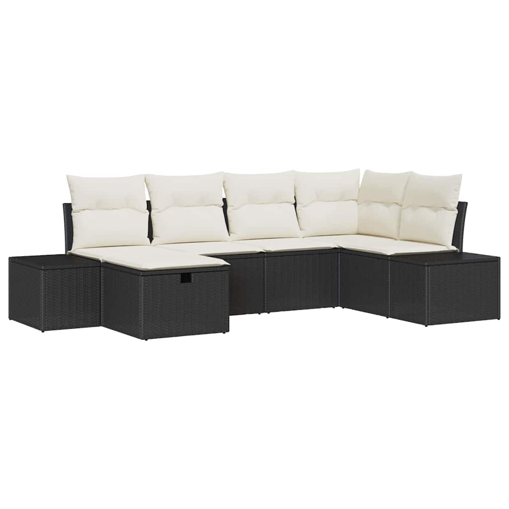 vidaXL Bankstel met kussen 7 pcs poly rattan