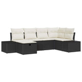 vidaXL Bankstel met kussen 7 pcs poly rattan