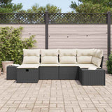 vidaXL Bankstel met kussen 7 pcs poly rattan