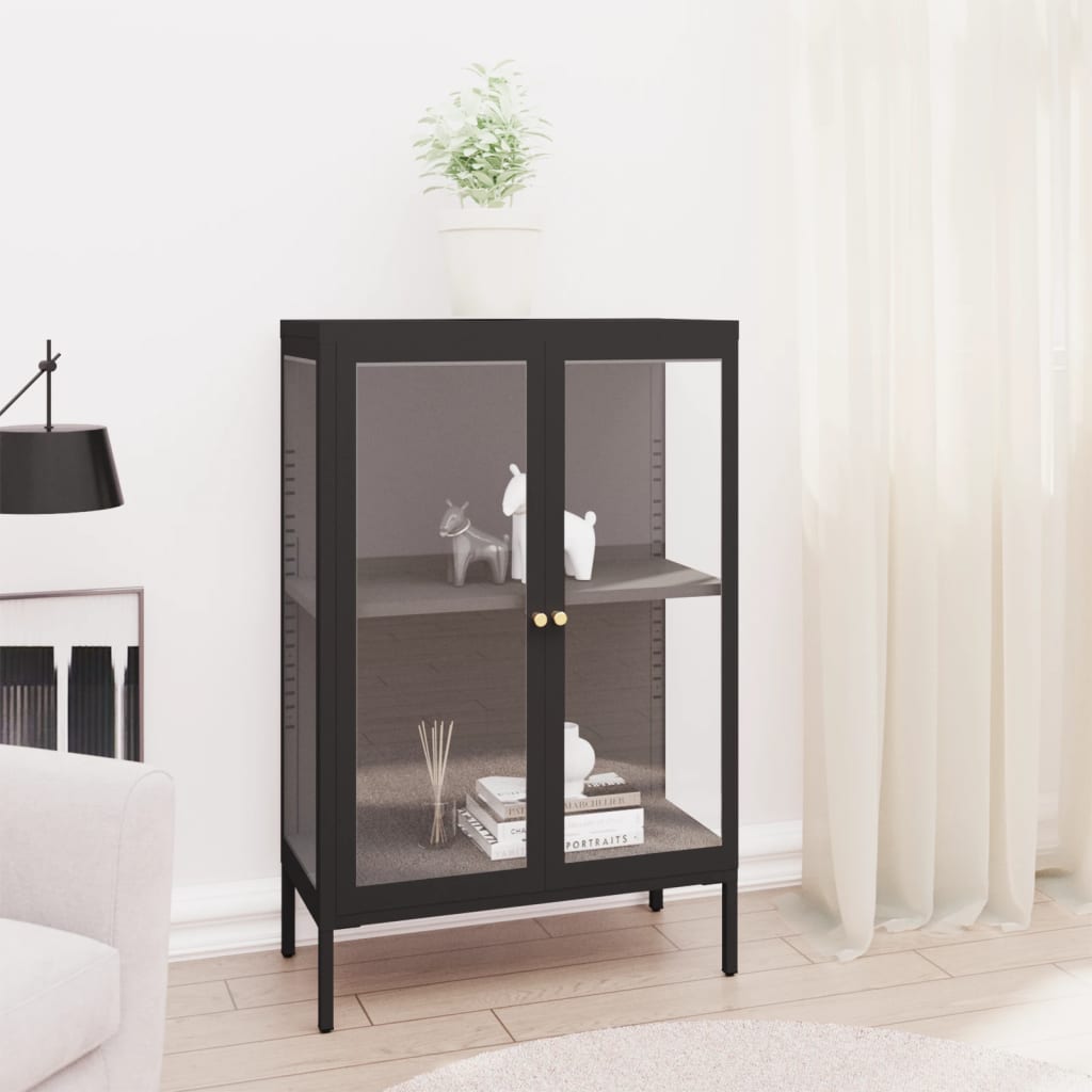 vidaXL Sideboard 75x35x105 cm Steel and Glass Black