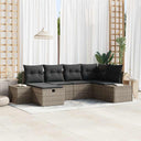 vidaXL Bankstel met kussen 7 pcs poly rattan