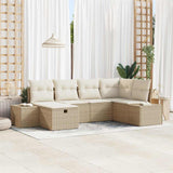 vidaXL Bankstel met kussen 7 pcs poly rattan