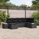 vidaXL Bankstel met kussen 7 pcs poly rattan