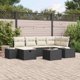 vidaXL Bankstel met kussen 7 pcs poly rattan