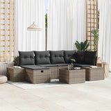 vidaXL Bankstel met kussen 7 pcs poly rattan